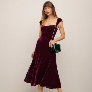 burgundy velvet dress reformation Reformation Nya Velvet Dress by Reformation